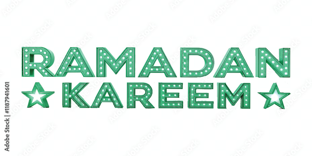 Fototapete abstract 3d ramadan kareem text made with different colour style isolated on white background