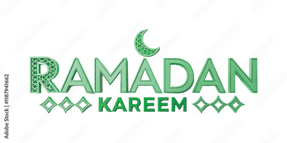 Fototapete abstract 3d ramadan kareem text made with different colour style isolated on white background