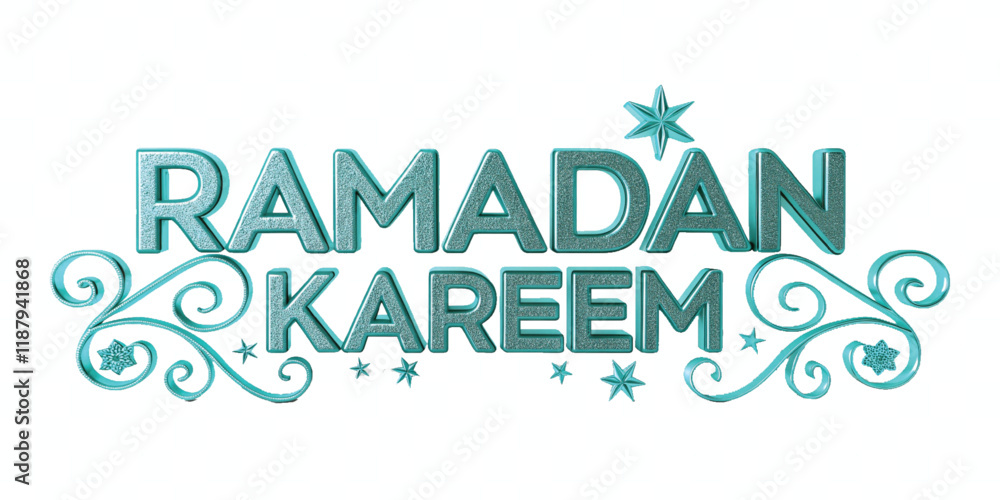 Fototapete abstract 3d ramadan kareem text made with different colour style isolated on white background