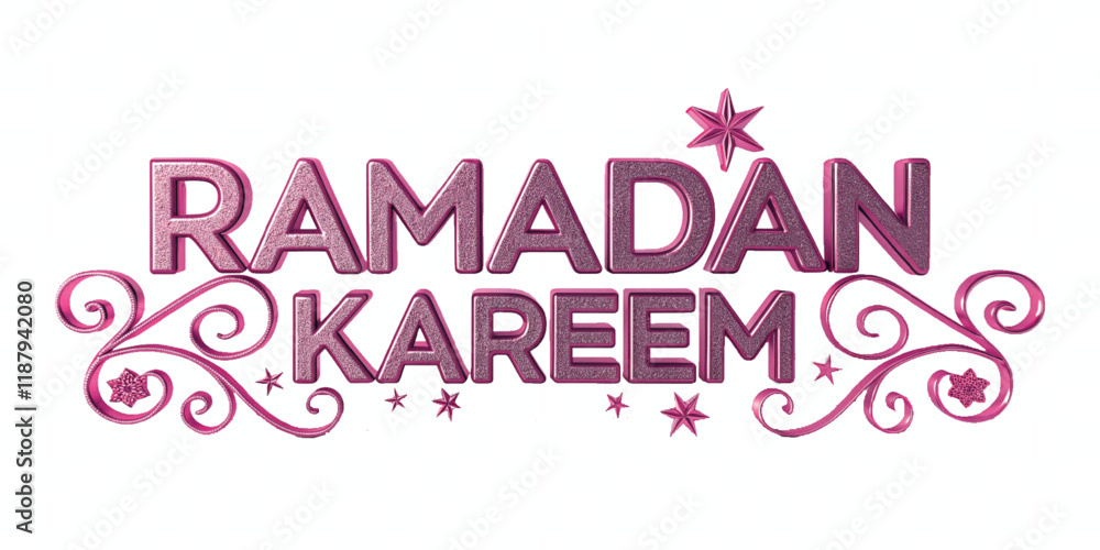 Fototapete abstract 3d ramadan kareem text made with different colour style isolated on white background