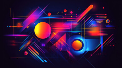Prompt: An artistic vector design representing complex big data flows with glowing lines and AI-inspired geometric structures in vibrant, futuristic colors