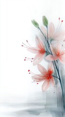 Obraz premium Delicate Watercolor Pink Flowers Botanical Art Print Floral Painting Nature Art