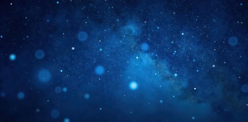 Naklejka premium Dark blue night sky with glittering stars and bokeh effect, night sky, magic night