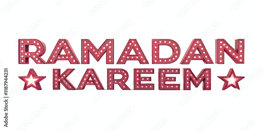 Fototapete abstract 3d ramadan kareem text made with different colour style isolated on white background