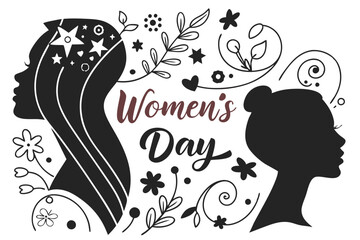 happy women's day silhouette vector illustration