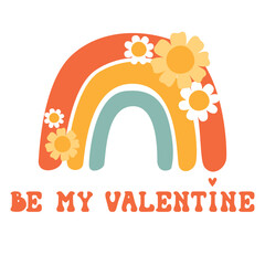 Valentine's day groovy greeting card. Happy Valentines day greeting card, print.