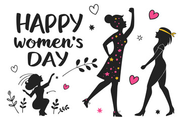 happy women's day silhouette vector illustration