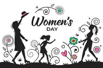 happy women's day silhouette vector illustration