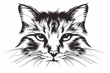 Feline elegance: simple outline of a cat's face in minimal style