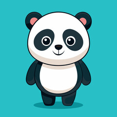 Adorable cartoon panda bear against a teal background.