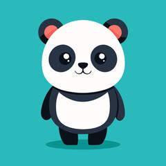 Adorable cartoon panda bear against a teal background.