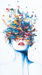 Abstract portrait with vibrant colors and emotions.