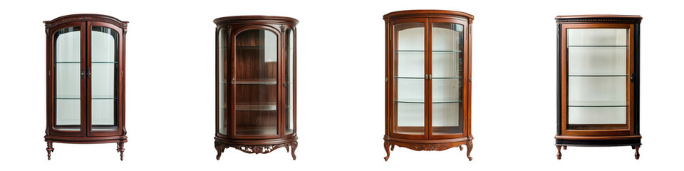 Elegant Vintage Mahogany Curio Cabinet with Intricate Carved Detailing for Luxurious Home Decor and Ornate Display of Collections Memorabilia or Treasured Artifacts