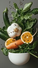 Fresh Vegetables   Herbs in Bowl  Healthy Food Photography
