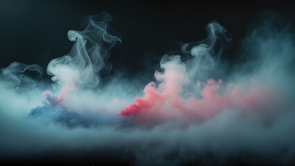 Colorful smoke close-up on a black background, red and blue smoke background.