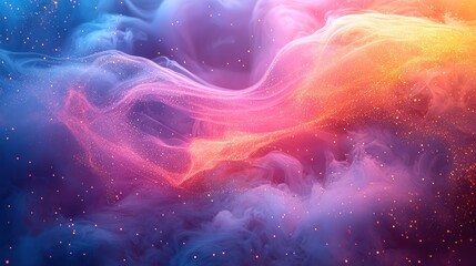 Fototapeta premium Abstract colorful cosmic swirl with glowing particles.