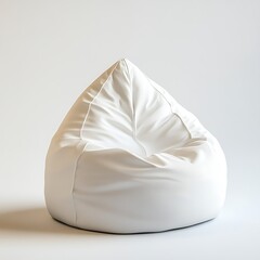 White bean bag chair on white background