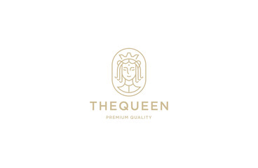 Queen with line art style logo design template flat vector
