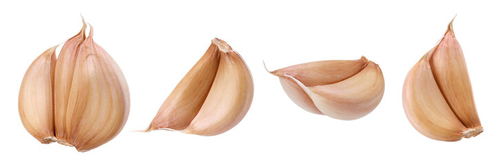 Garlic or garlic cloves isolated, transparent PNG, PNG format, cut out, Collection, set