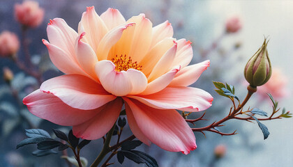 Close-up of a blooming peach-colored flower.