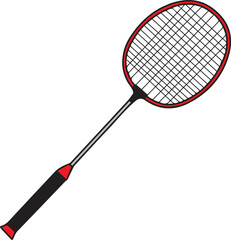 Badminton racket vector in red color