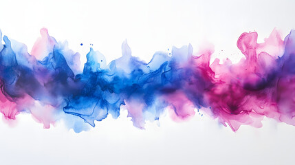 A vibrant watercolor border with soft, blended  shades of blue, pink, and purple, isolated on a clean white background