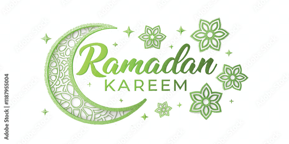 Fototapete abstract 3d ramadan kareem text made with different colour style isolated on white background