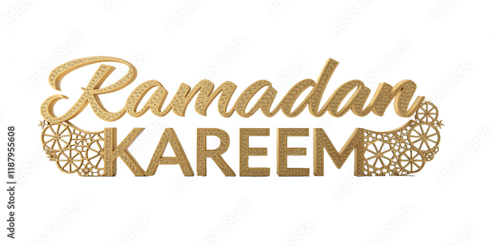 Fototapete abstract 3d ramadan kareem text made with different colour style isolated on white background