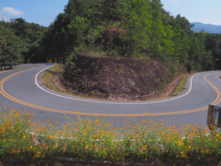 U-shaped curve road on the hill,