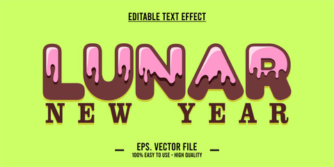 Chinese New Year, lunar typography word art illustration, editable text effect	