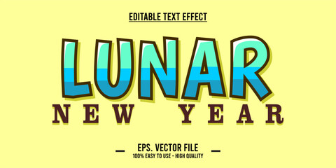 Chinese New Year, lunar typography word art illustration, editable text effect	