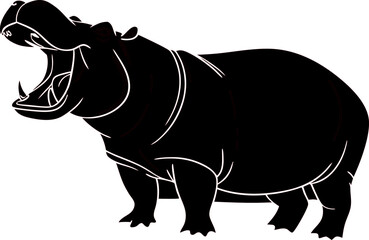 white beground hippo illustration