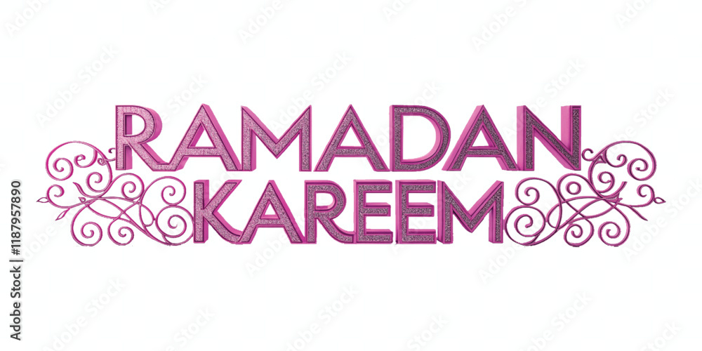 Poster abstract 3d ramadan kareem text made with different colour style isolated on white background