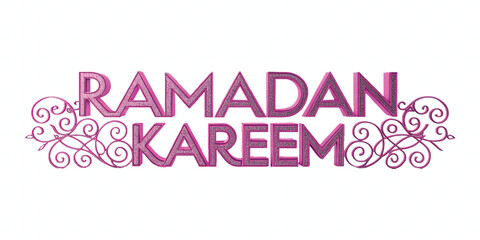 abstract 3d ramadan kareem text made with different colour style isolated on white background