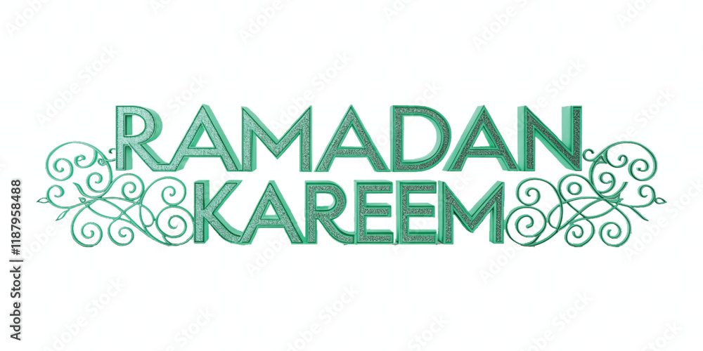 Fototapete abstract 3d ramadan kareem text made with different colour style isolated on white background