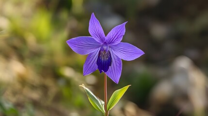 A Single Purple Orchid Flower Blooms in Nature
