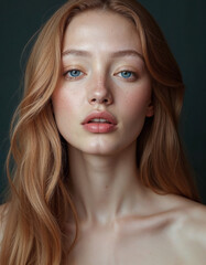 Naklejka premium Beautiful, stylish, and elegant girl brunette, model, with makeup