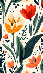 Creative 2D Doodle Floral Illustrations for wallpaper, card, tile