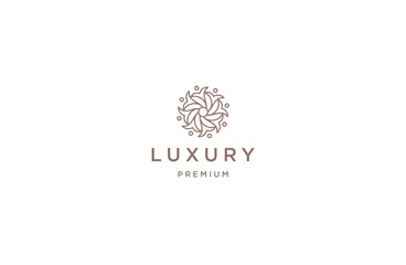 Luxury nature with line art style logo icon design template flat vector
