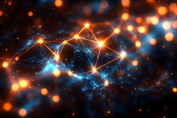 Obraz premium Network connection glowing dark space