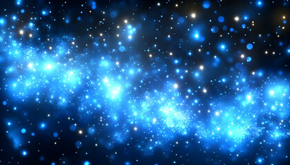 Obraz premium Blue cosmic nebula swirls, dark space background, digital art, website