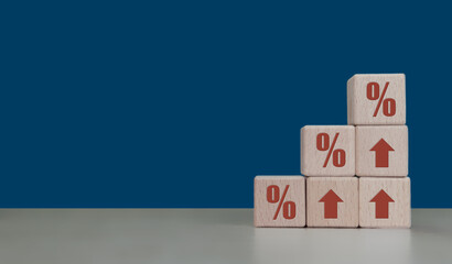 Percent icon with growth arrow, increase interest rate or profit. financial concept