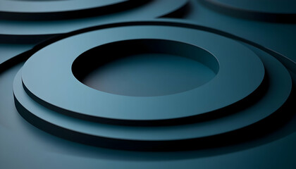 Dark blue circles, layered background, product display