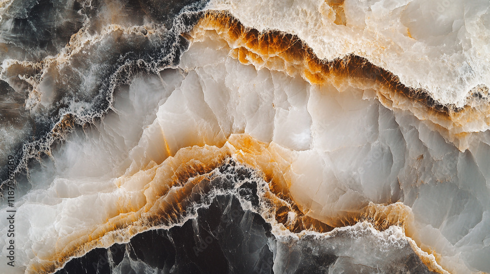 Poster unique patterns in agate stone captured from above showcasing natural colors and textures