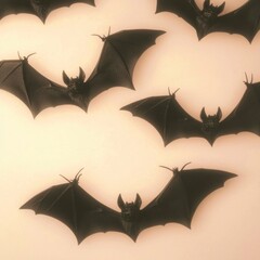 Fototapeta premium Halloween Bats Spooky Flying Bats Dark Shadows Creepy Night Gothic Decor Autumn Octo