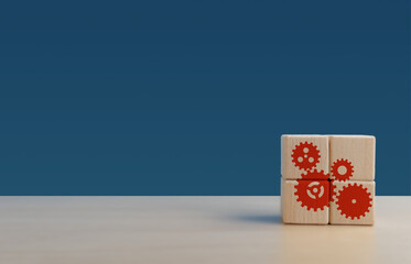 Coordination, teamwork, gear icon on empty space, business concept