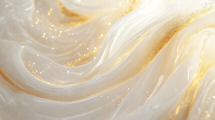 Obraz premium Elegant swirls of white fabric with golden accents create a luxurious texture