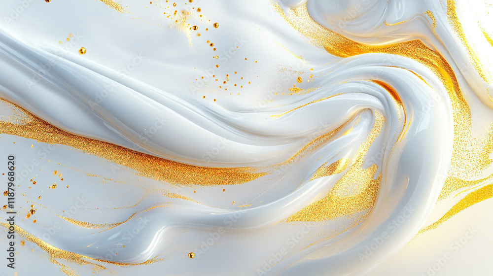 Poster swirling white and gold texture creating an elegant abstract background in modern design