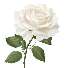 White rose flower isolated on transparent background, cutout PNG file with white color and no black border for easy collage or card design png