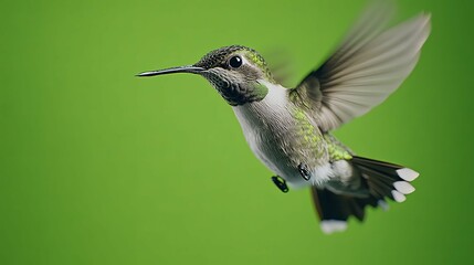 Fototapeta premium Hummingbird in Flight: A Vibrant Green Oasis
